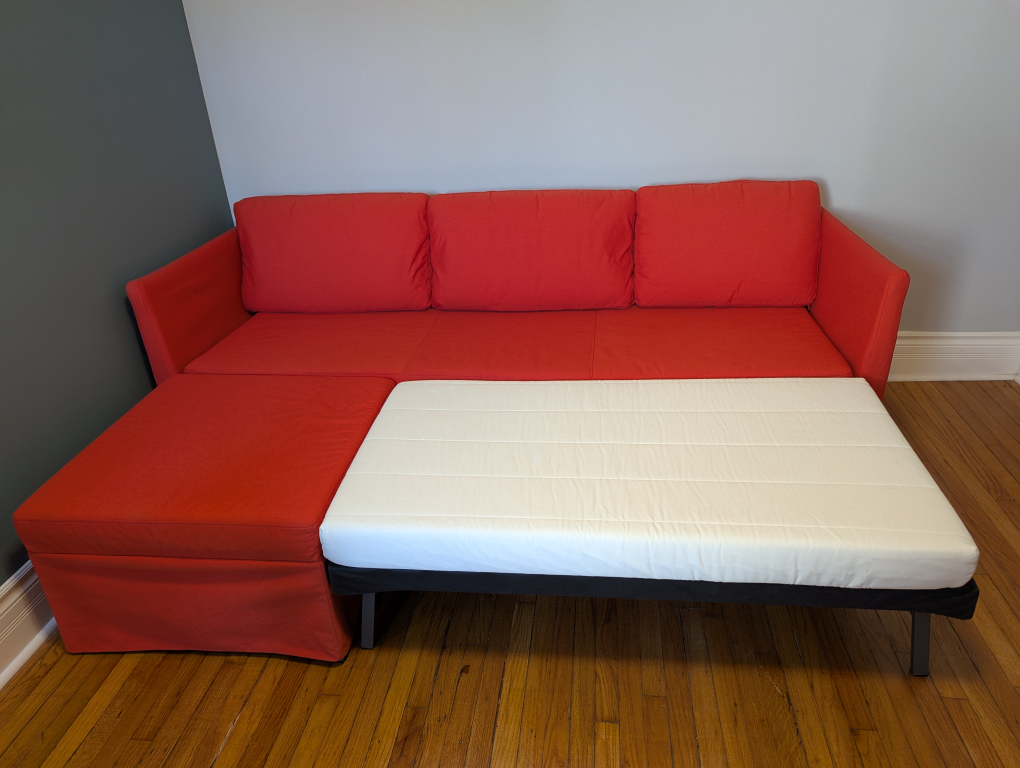 Like New IKEA Corner Sofa Bed in Eye-Catching Red Orange! - photo 4