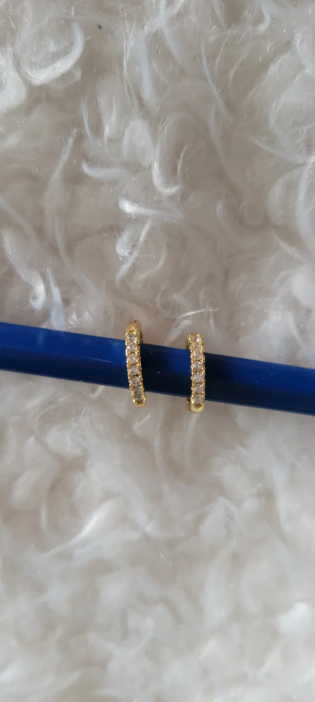 Gold-toned Huggie Earrings with Cubic Zirconia image indicator(2)