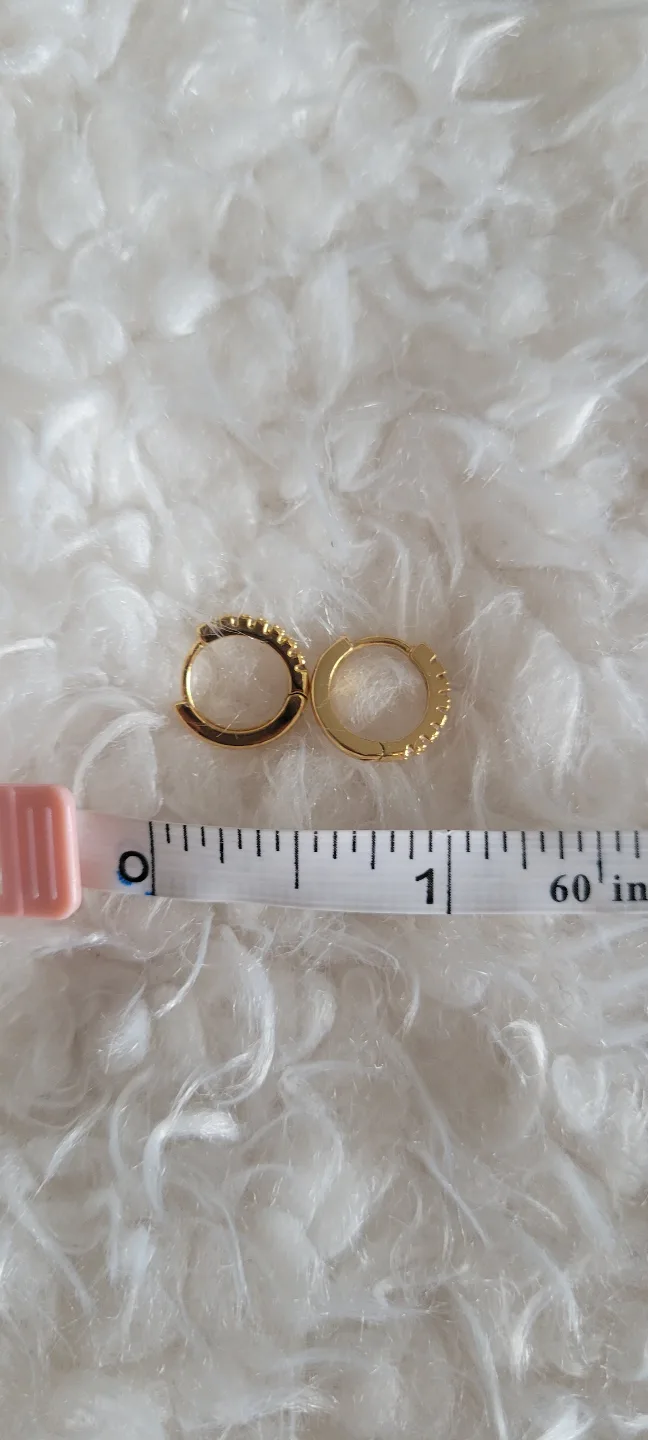 Gold-toned Huggie Earrings with Cubic Zirconia image indicator(3)