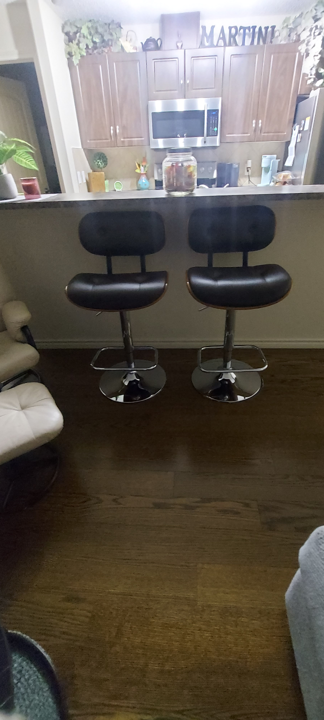 Pair of Brown Leather Bar Stools