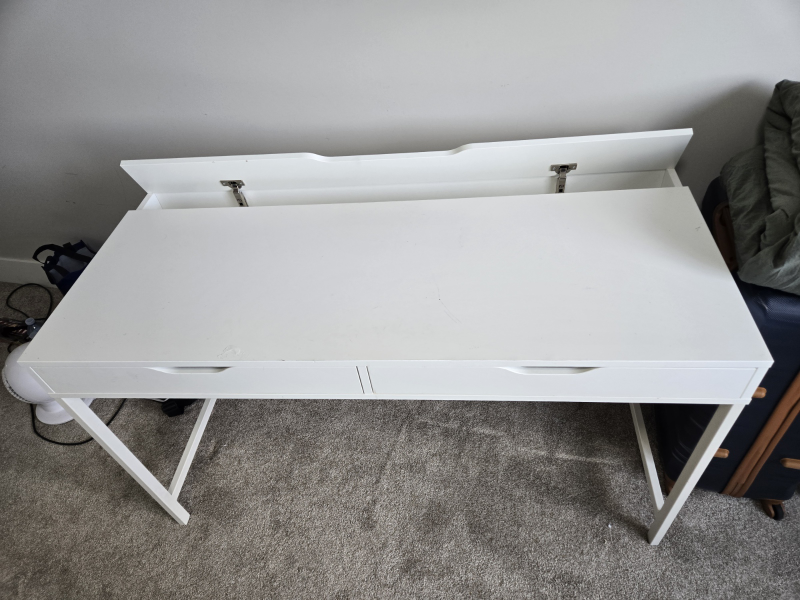 Ikea White Desk with Two Drawers and Hidden Compartment - photo 2