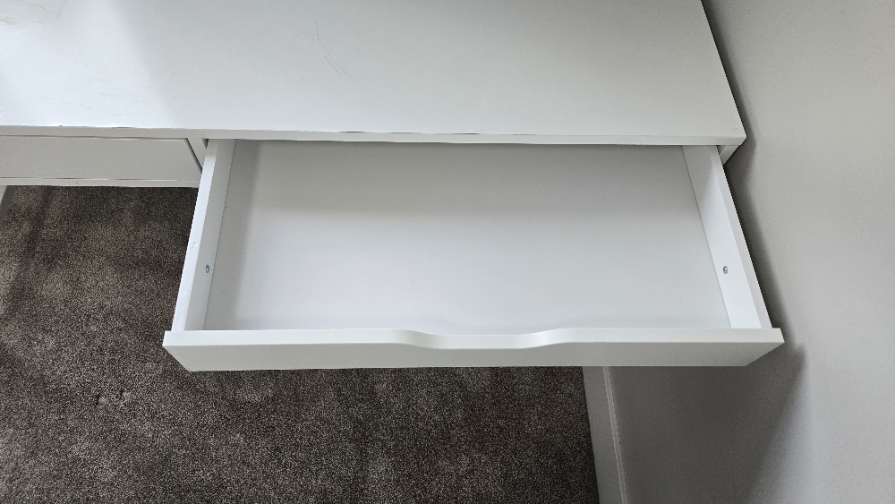 Ikea White Desk with Two Drawers and Hidden Compartment - photo 3