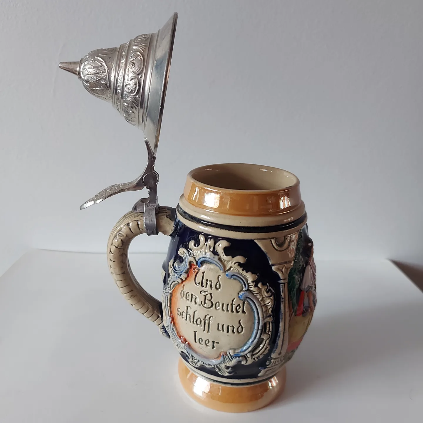 Original Vintage German Beer Stein with Meat Lid image indicator(4)