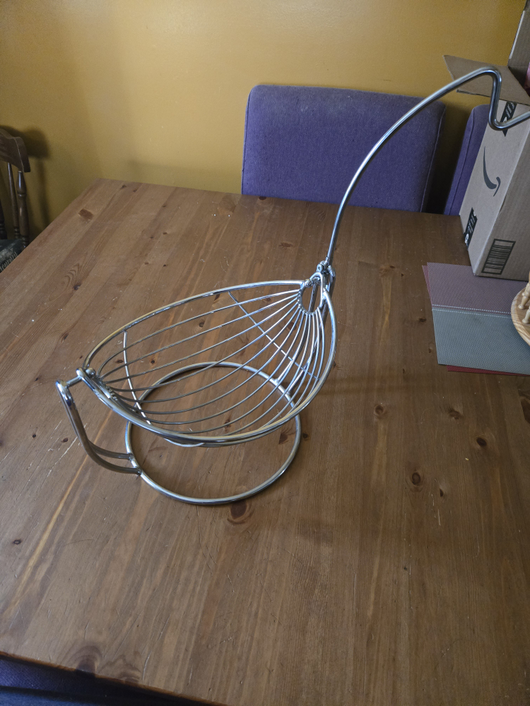 Chrome Fruit Bowl with Hanging Hook
