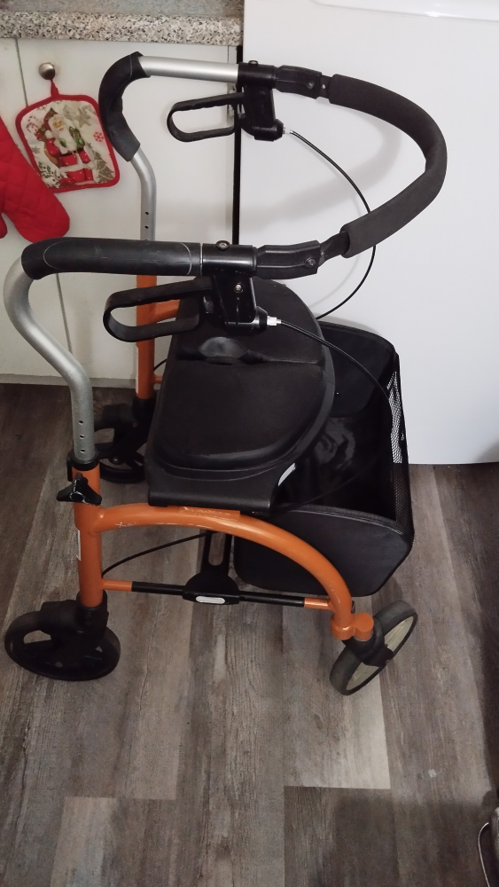 Orange Rollator Walker with Basket