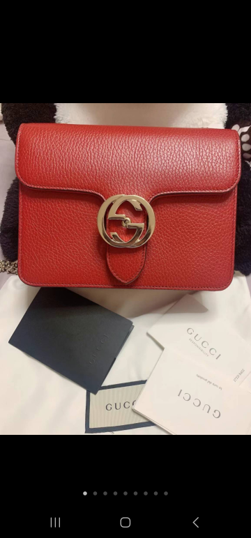 Gucci Red Leather Shoulder Bag