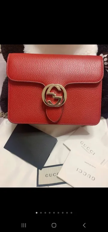 Gucci Red Leather Shoulder Bag thumbnail