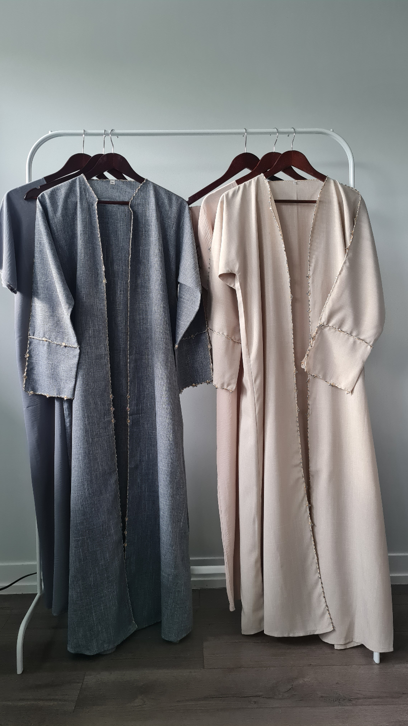 Elegant Three-Piece Linen Abaya Set - photo 3