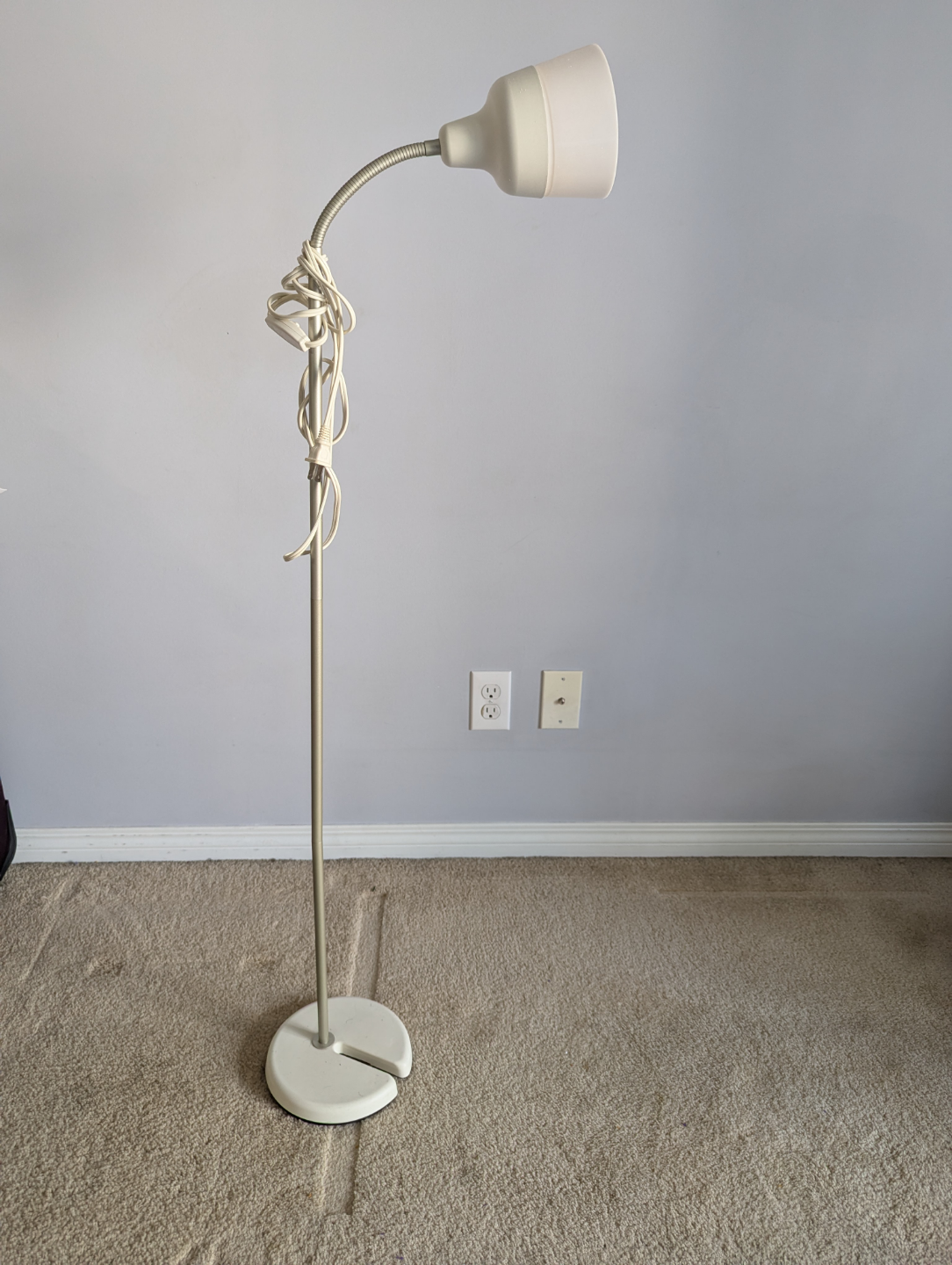 Floor Lamp, Adjustable Gooseneck, White Shade