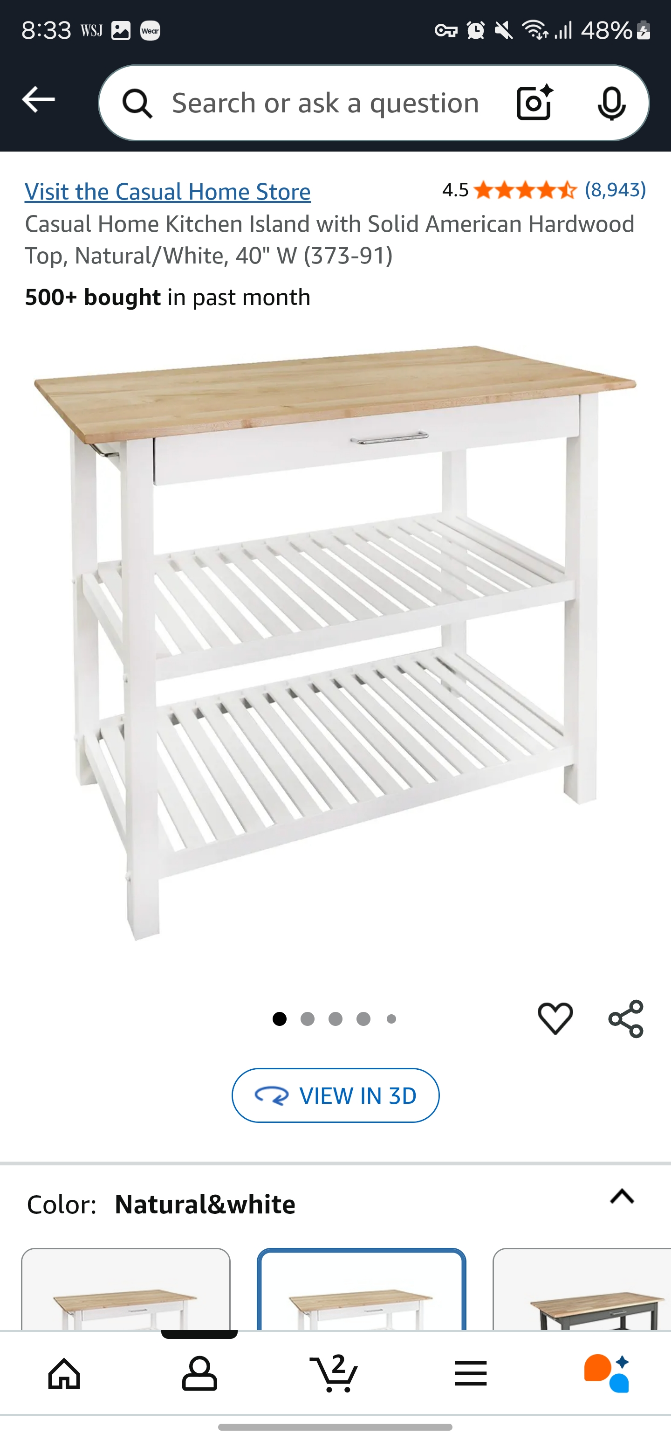 Kitchen Island - Natural & White - 40"W - photo 3