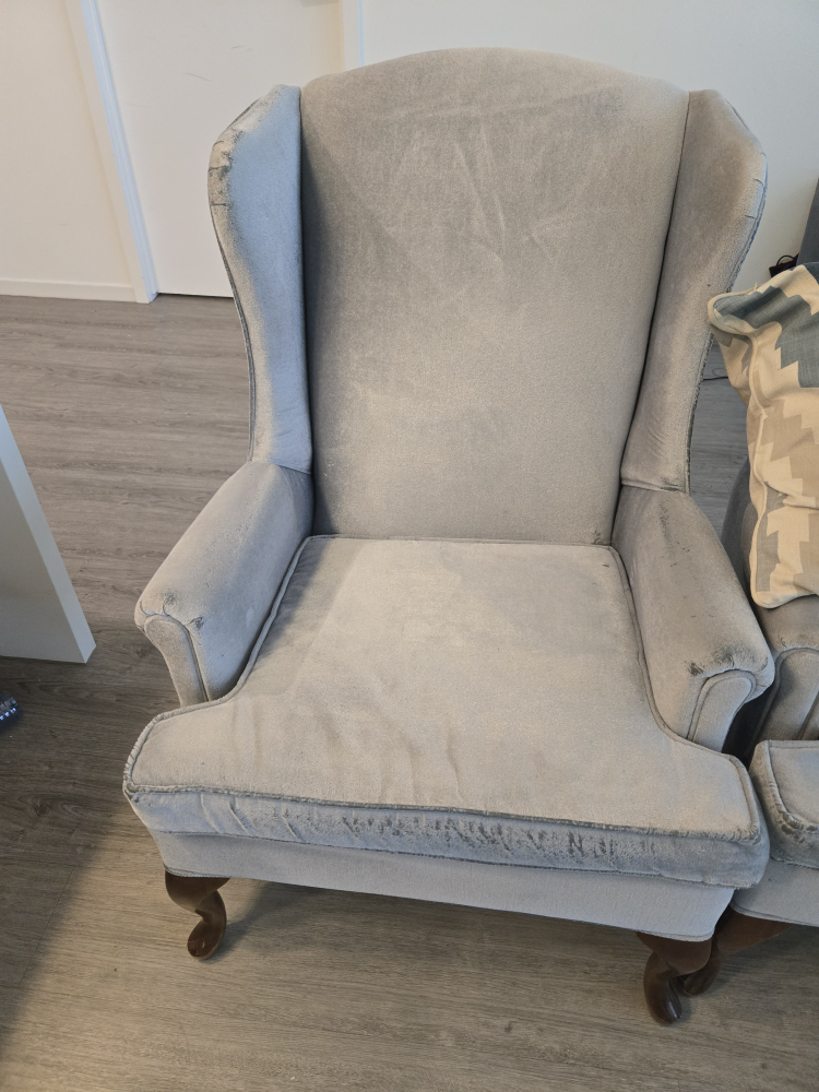 Pair of Grey Wingback Chairs - photo 2