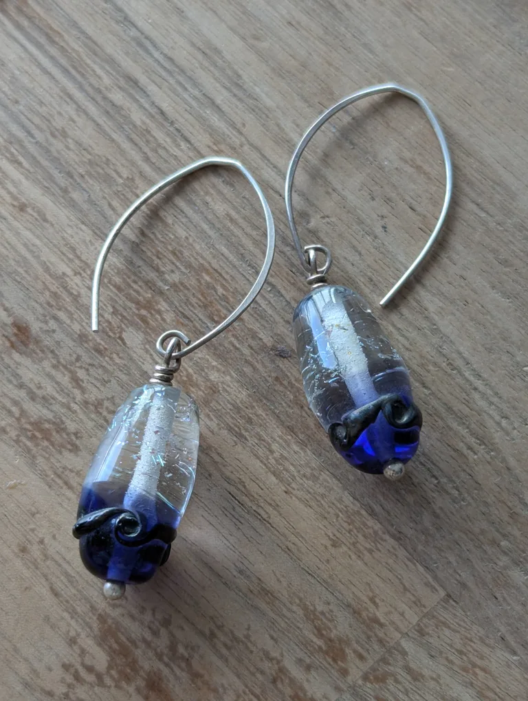 Unique Handmade Glass and Sterling Silver Earrings thumbnail