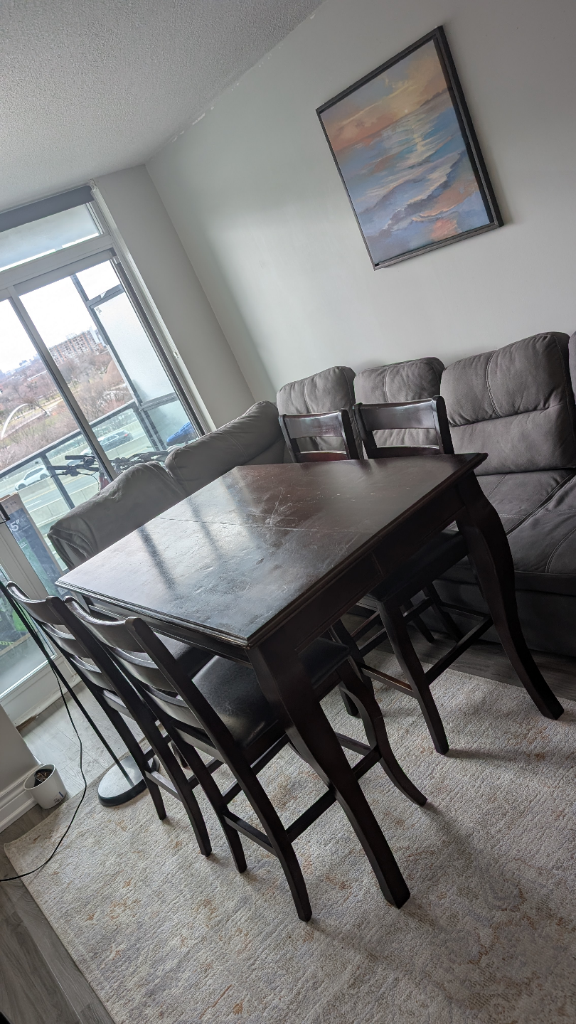 Dark Wood Dining Table and Four Chairs Set - photo 2