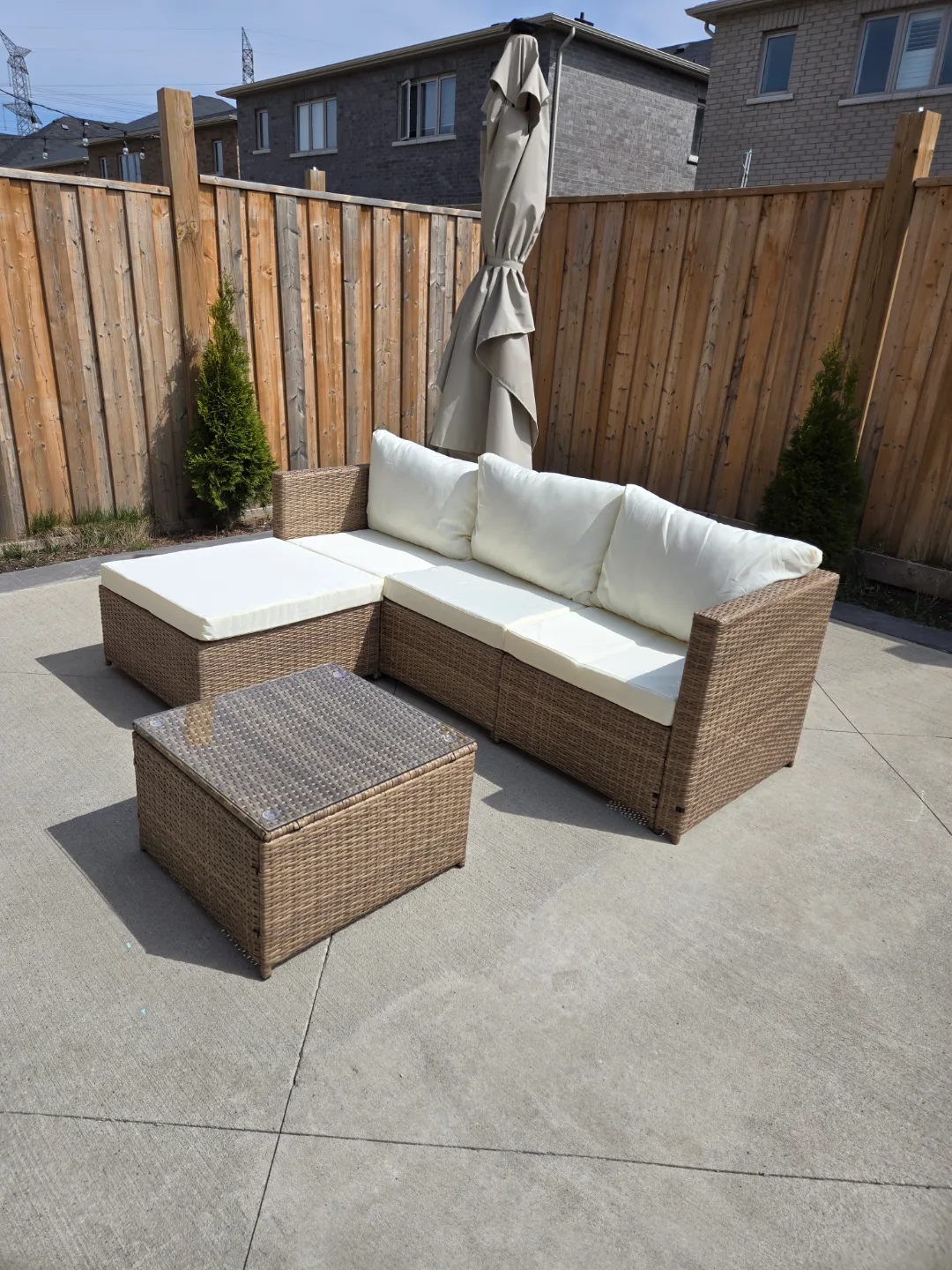 Outdoor Wicker Sectional Sofa Set with Coffee Table image indicator(2)