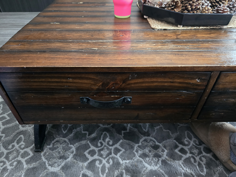 Rustic Wood End Table with Storage Drawer - photo 2
