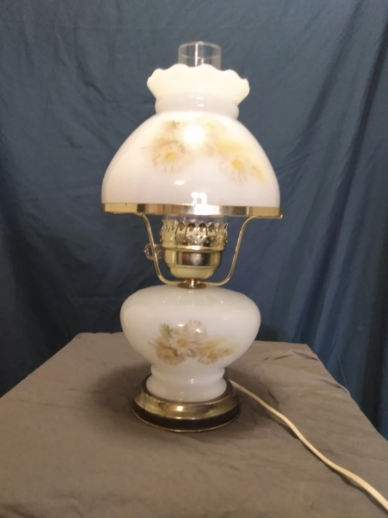 Vintage Table Lamp with Floral Design