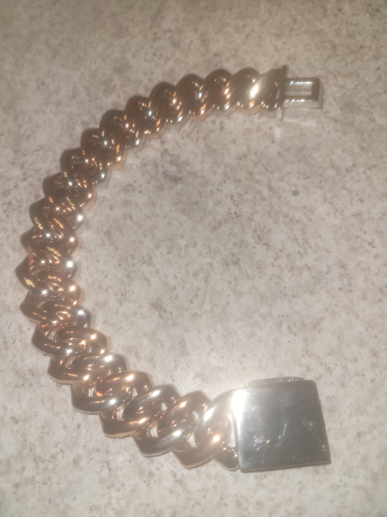 two tone  Iced Out Cuban Link Bracelet - photo 4