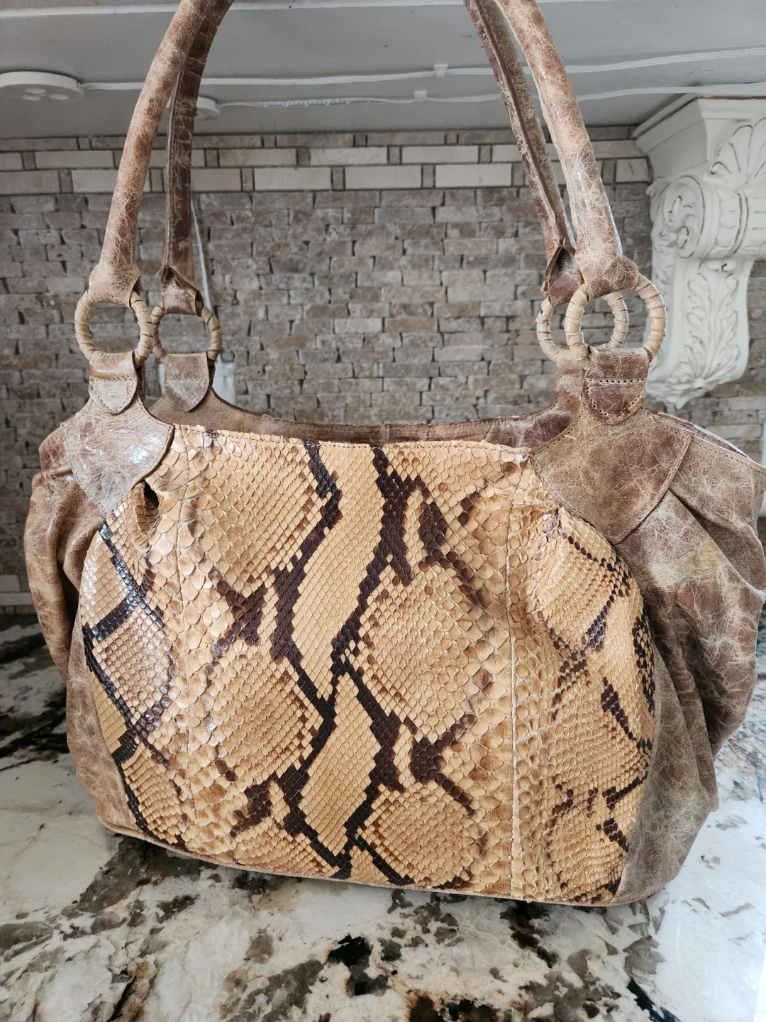 PYTHON Snakeskin Leather Handbag with Certificate image indicator(8)