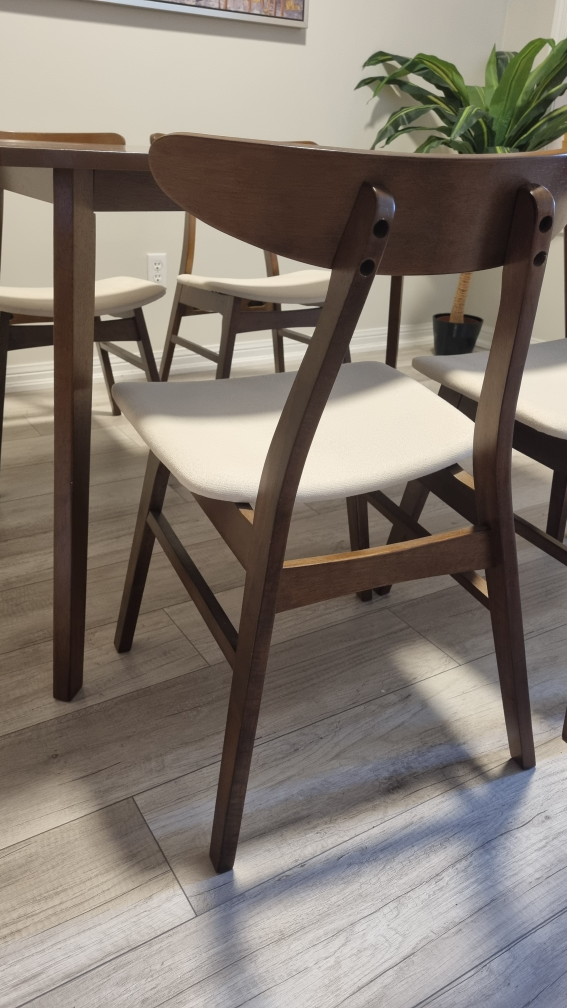 5 - Piece Rubberwood Solid Wood Dining Set - Table + 4 Chairs - photo 3