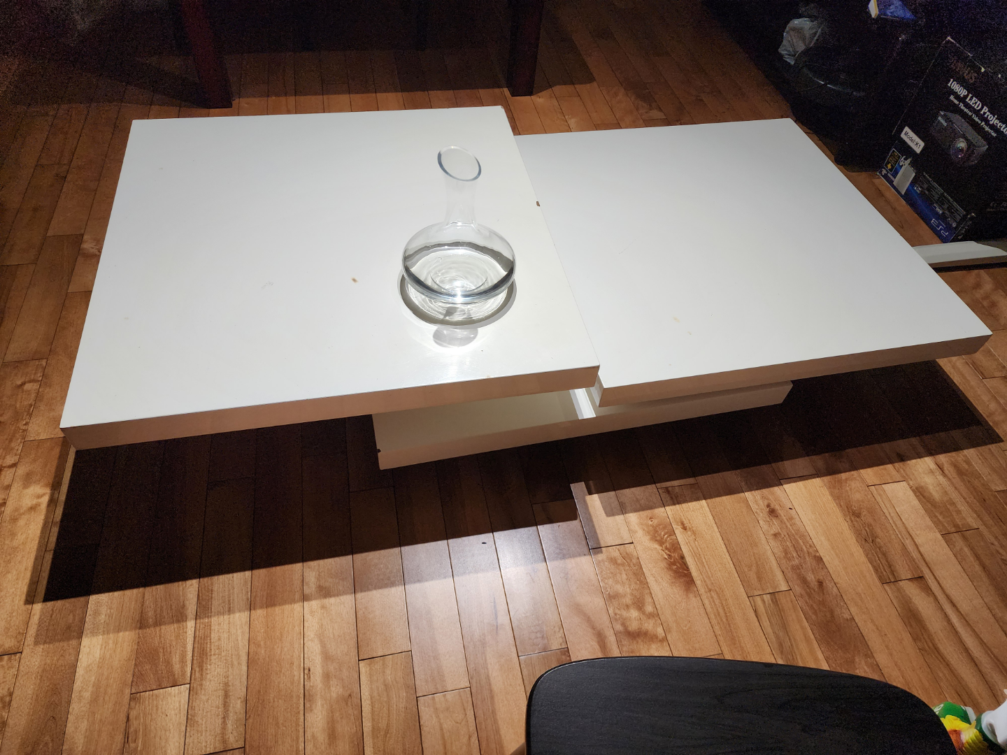 white rotating coffee table