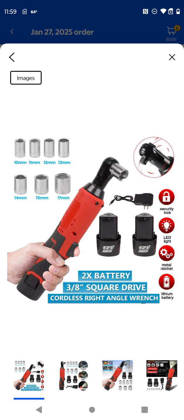 Cordless Right Angle Wrench with LED Light and Attachments