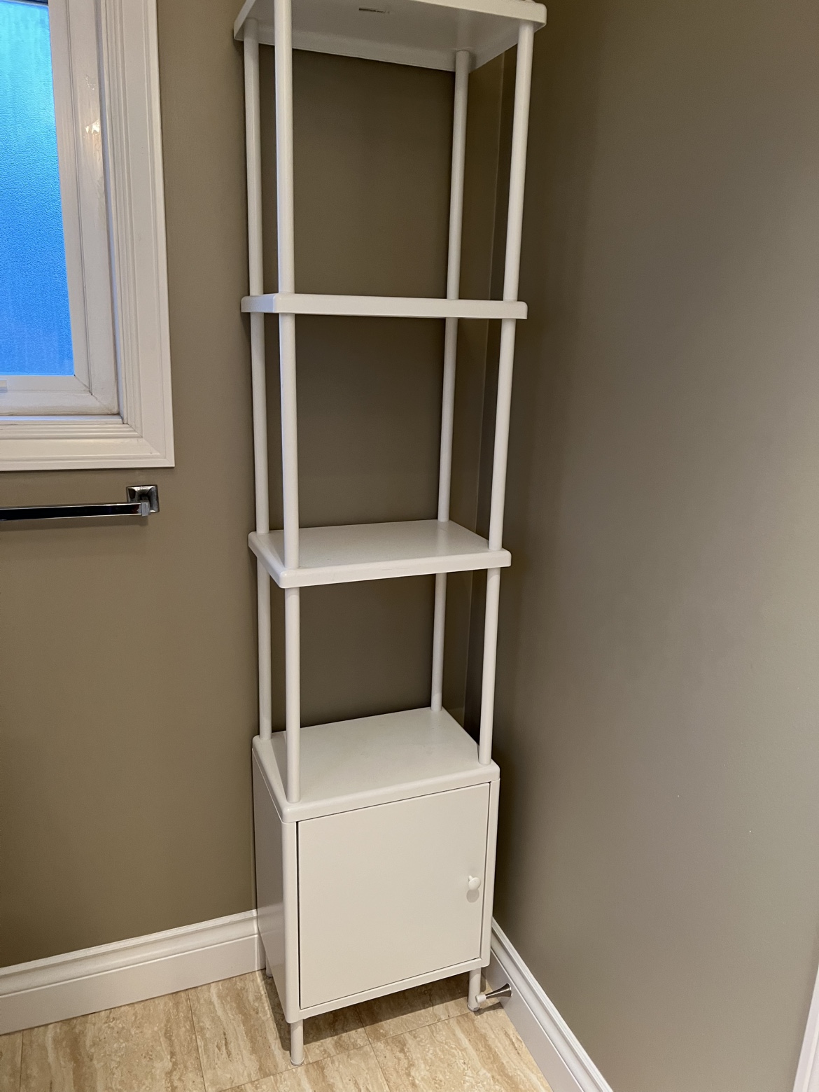IKEA White Bathroom Corner Shelf with Cabinet
