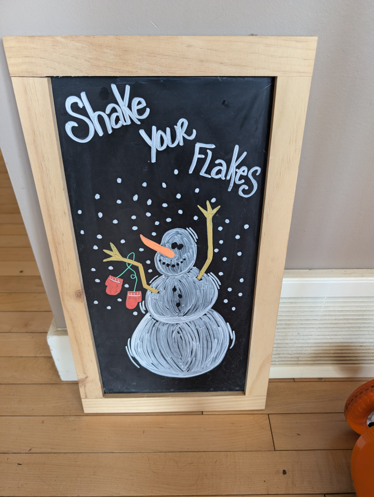 Cute Snowman Chalkboard Sign - Shake Your Flakes