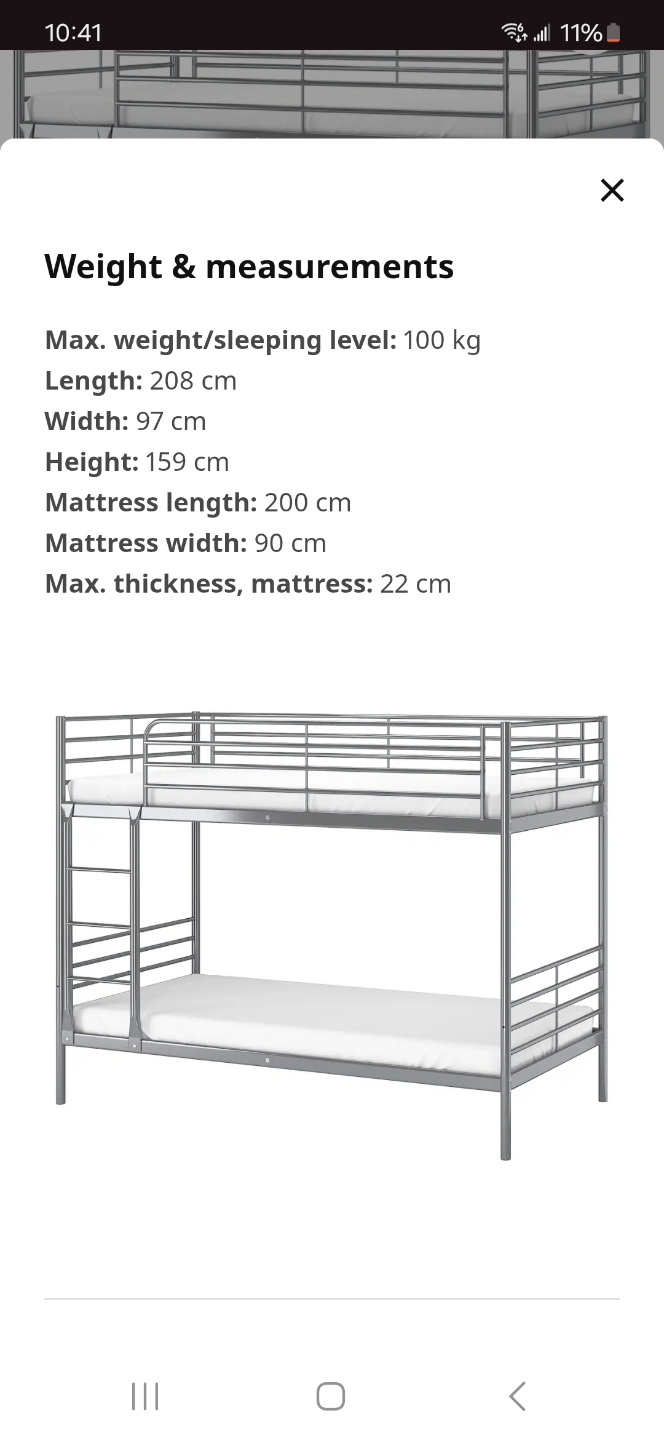 Metallic Grey Bunk Bed Frame IKEA SVARTA..... - photo 2