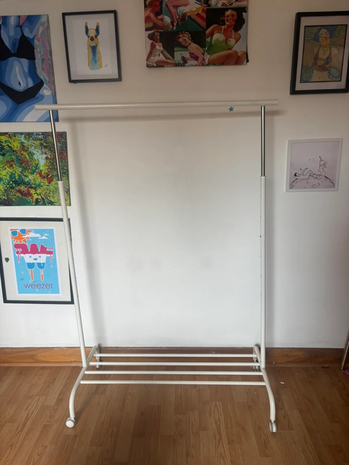 White clothing rack adjustable height and shoe rack built in image indicator(4)