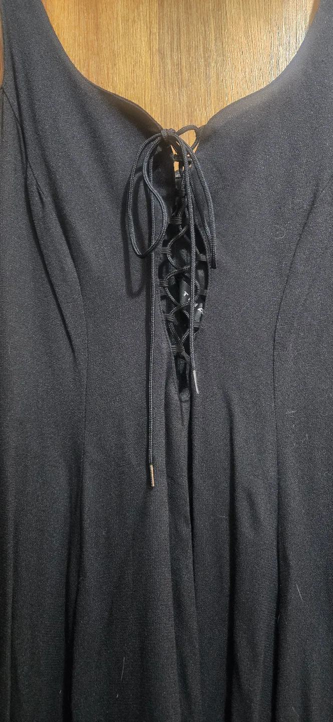 Tina Hagen Black Lace-Up Midi Dress - Size M image indicator(2)