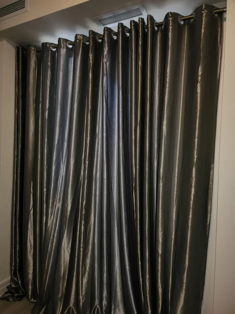 4 PC Grey Grommet Curtains - Room Darkening image indicator(4)