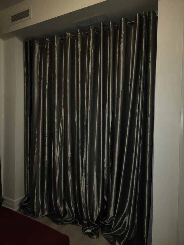 4 PC Grey Grommet Curtains - Room Darkening image indicator(6)