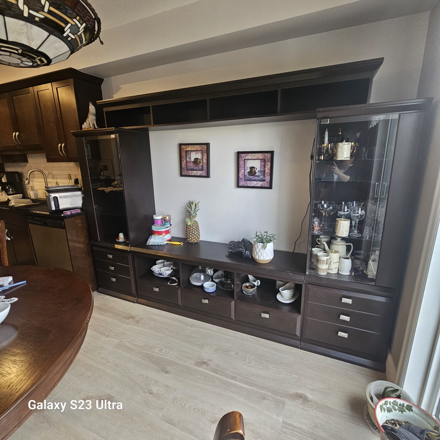 Large Dark Brown Entertainment Center with Glass Doors ❤️ - photo 4
