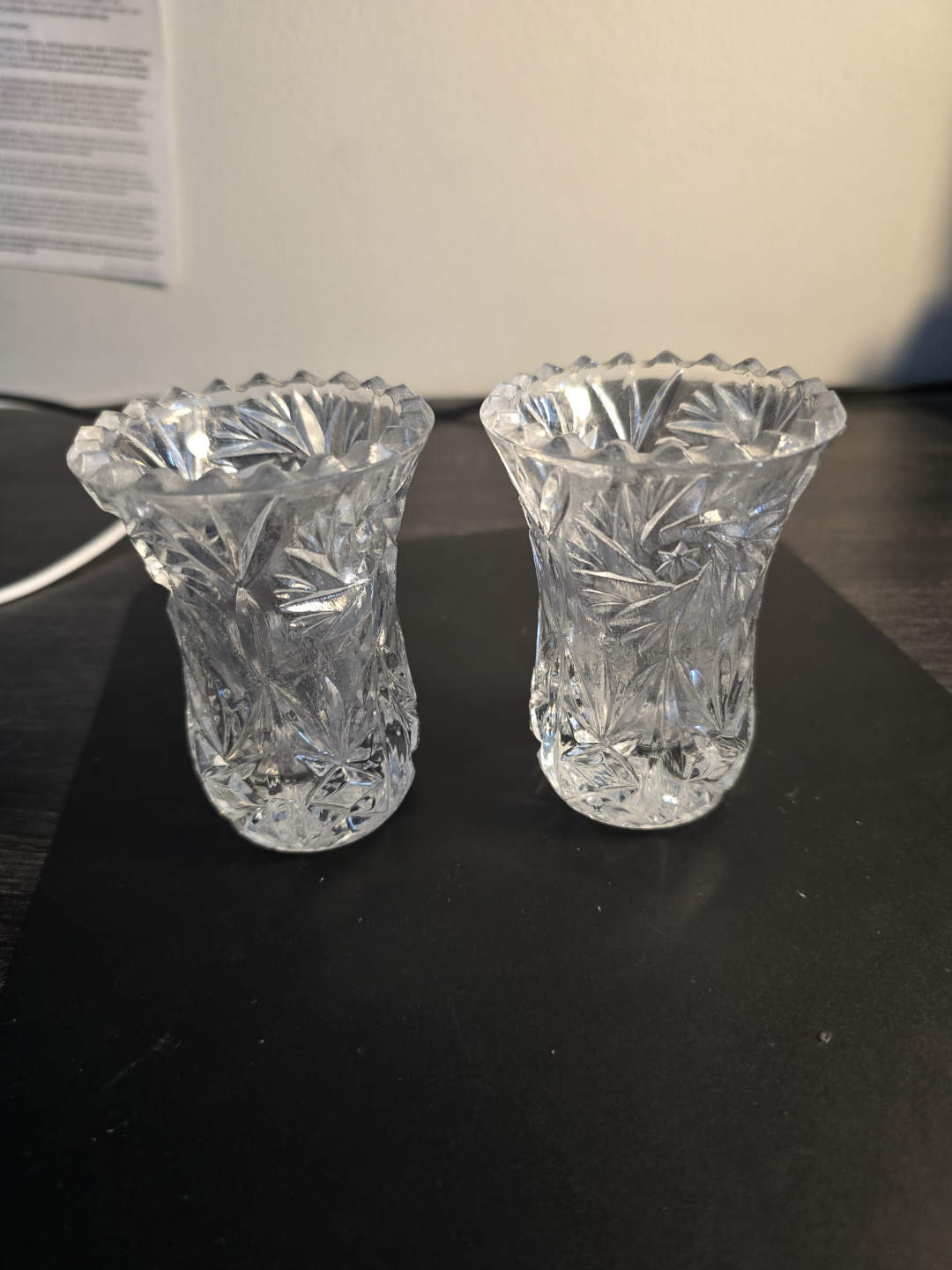 Pair of Vintage Crystal Bud Vases