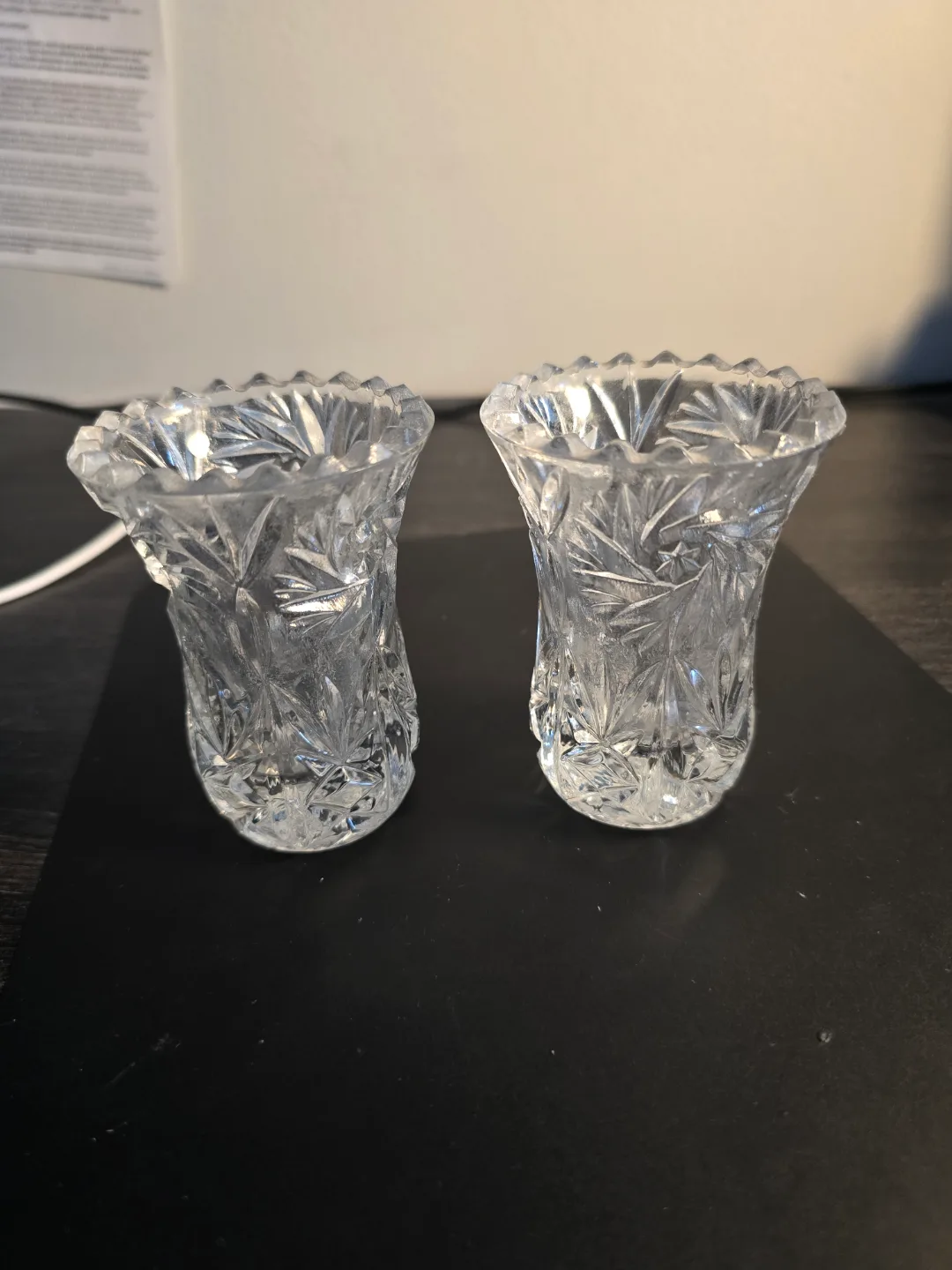 Pair of Vintage Crystal Bud Vases thumbnail