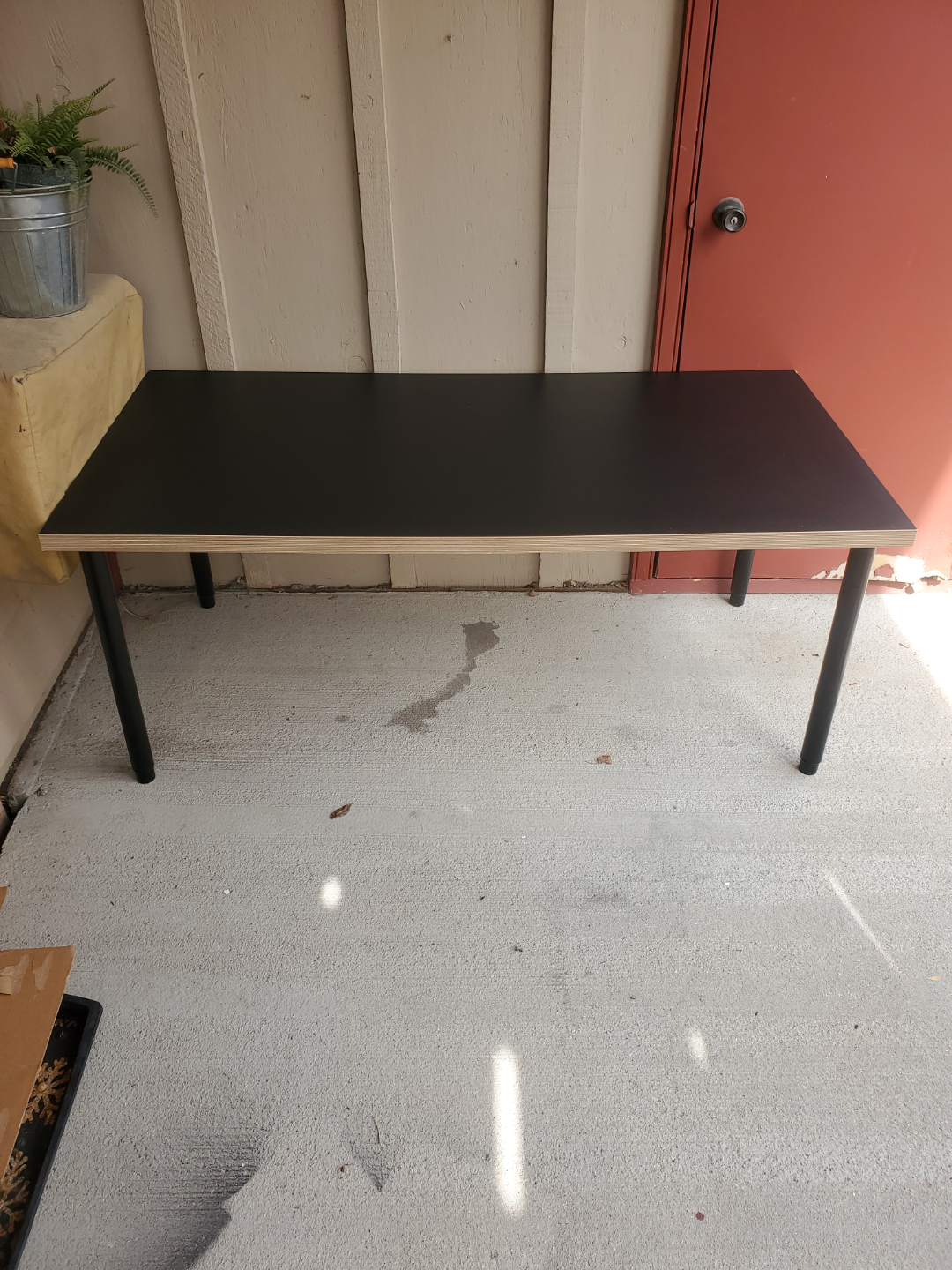 Black Desk/Table with Light Wood Edge