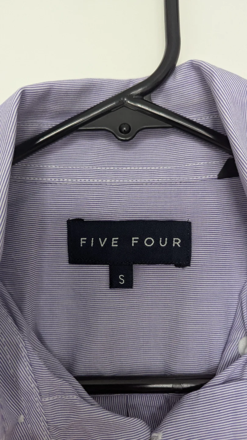 Five Four Men's Purple Striped Short Sleeve Button-Down Shirt thumbnail