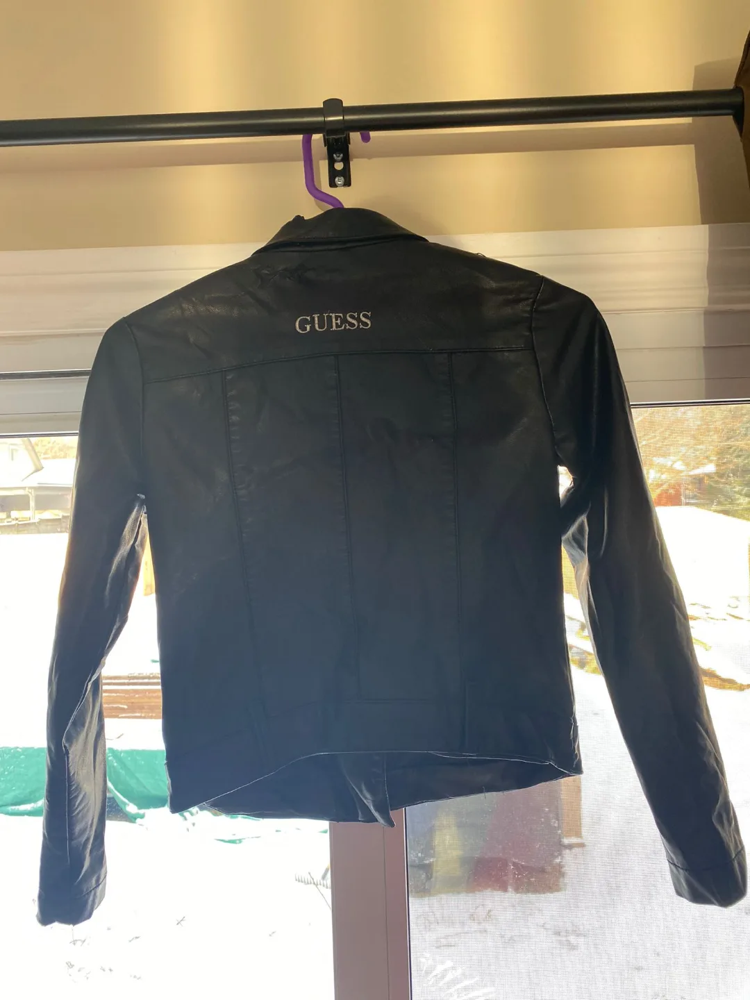Girls Guess Black Faux Leather Jacket thumbnail