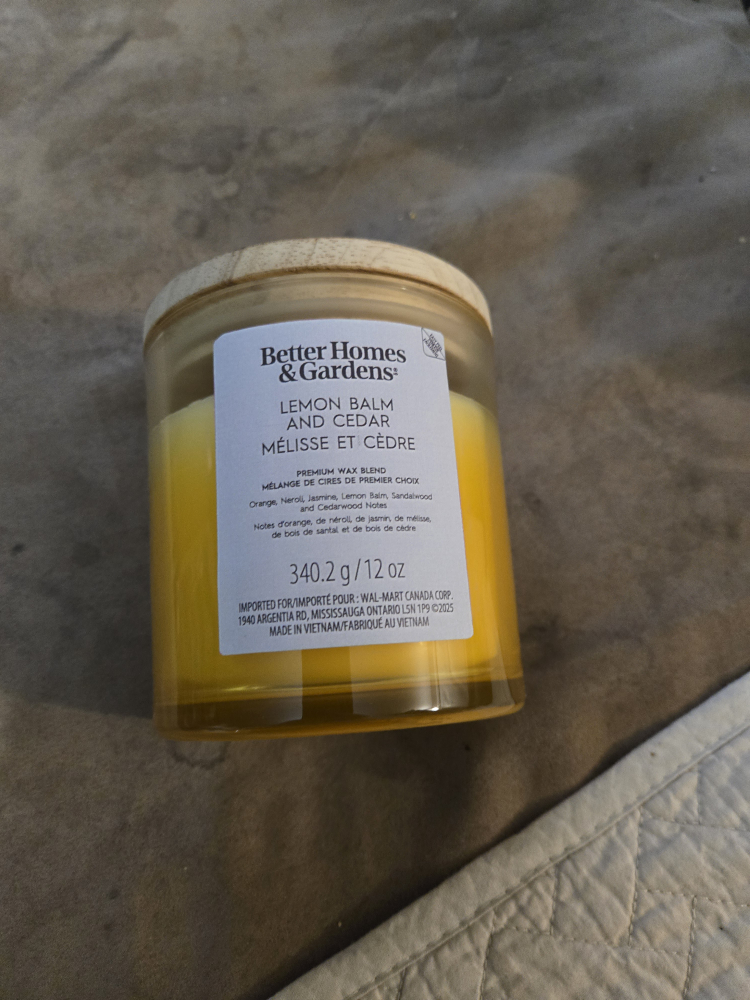 Better Homes & Gardens Lemon Balm and Cedar Candle