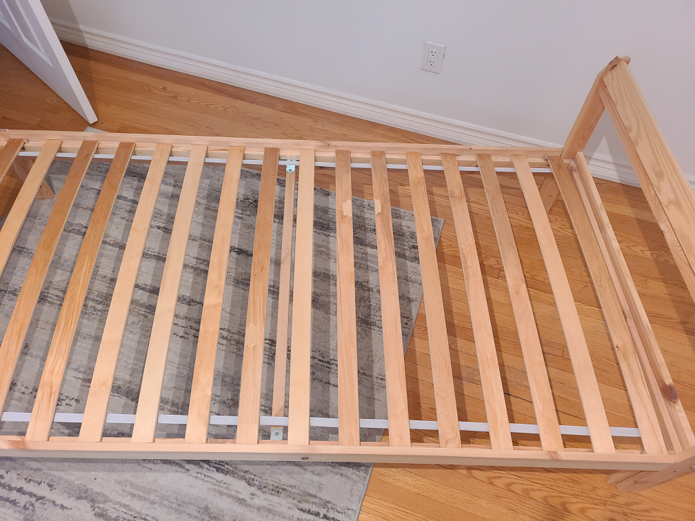 Twin-size bed frame and mattress