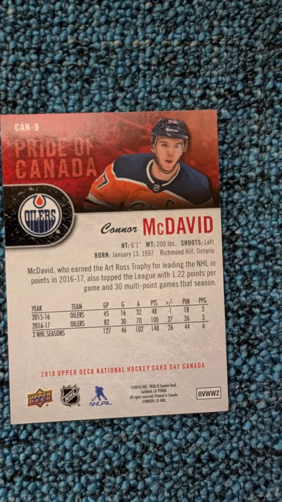 👀-💚 Upper Deck Connor McDavid National Hockey Card Day Card image indicator(2)