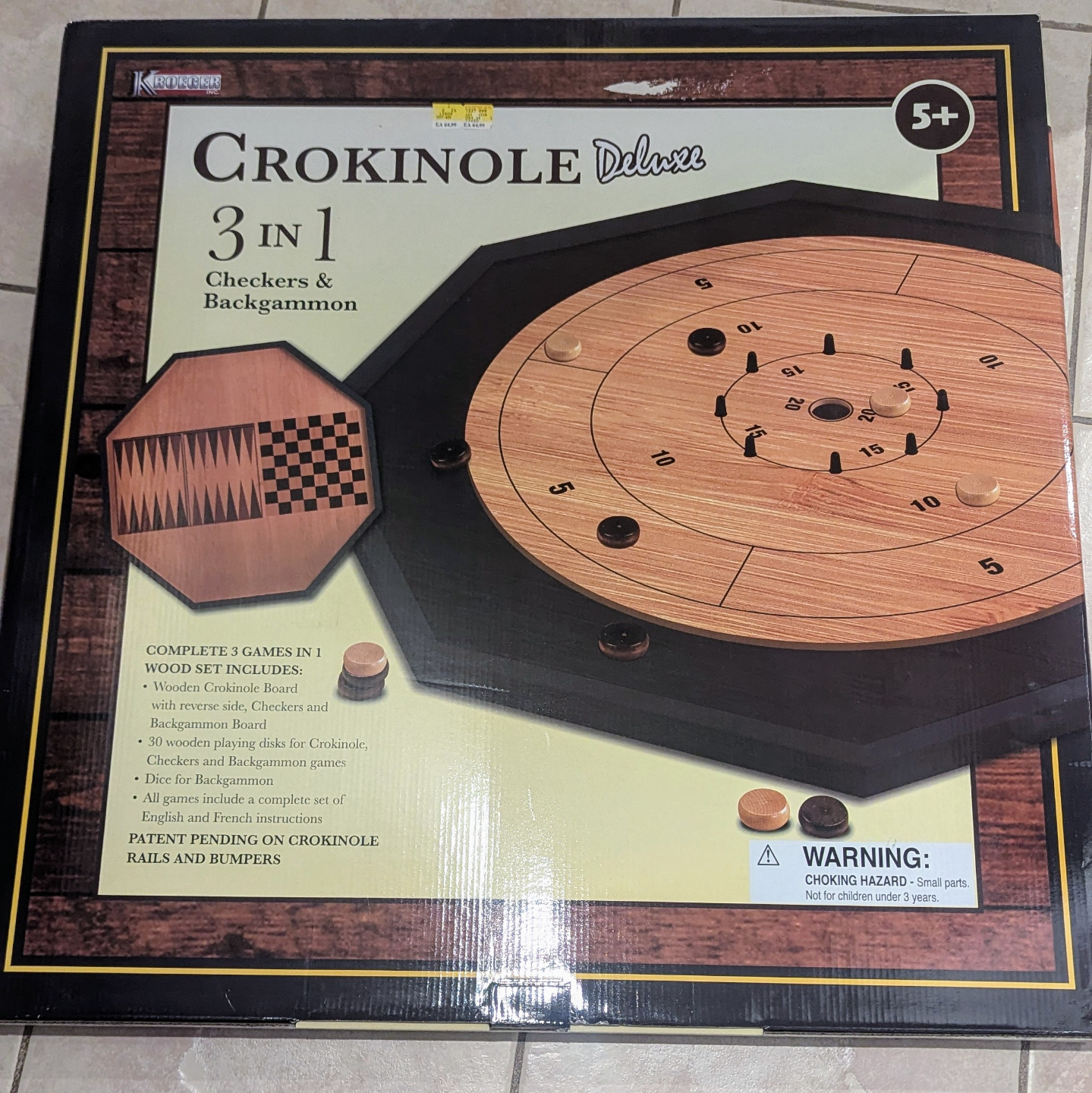 Kroger Crokinole Deluxe 3-in-1 Game Set - Complete