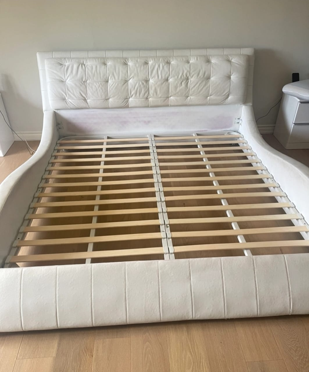 King Size White Leather Bed Frame