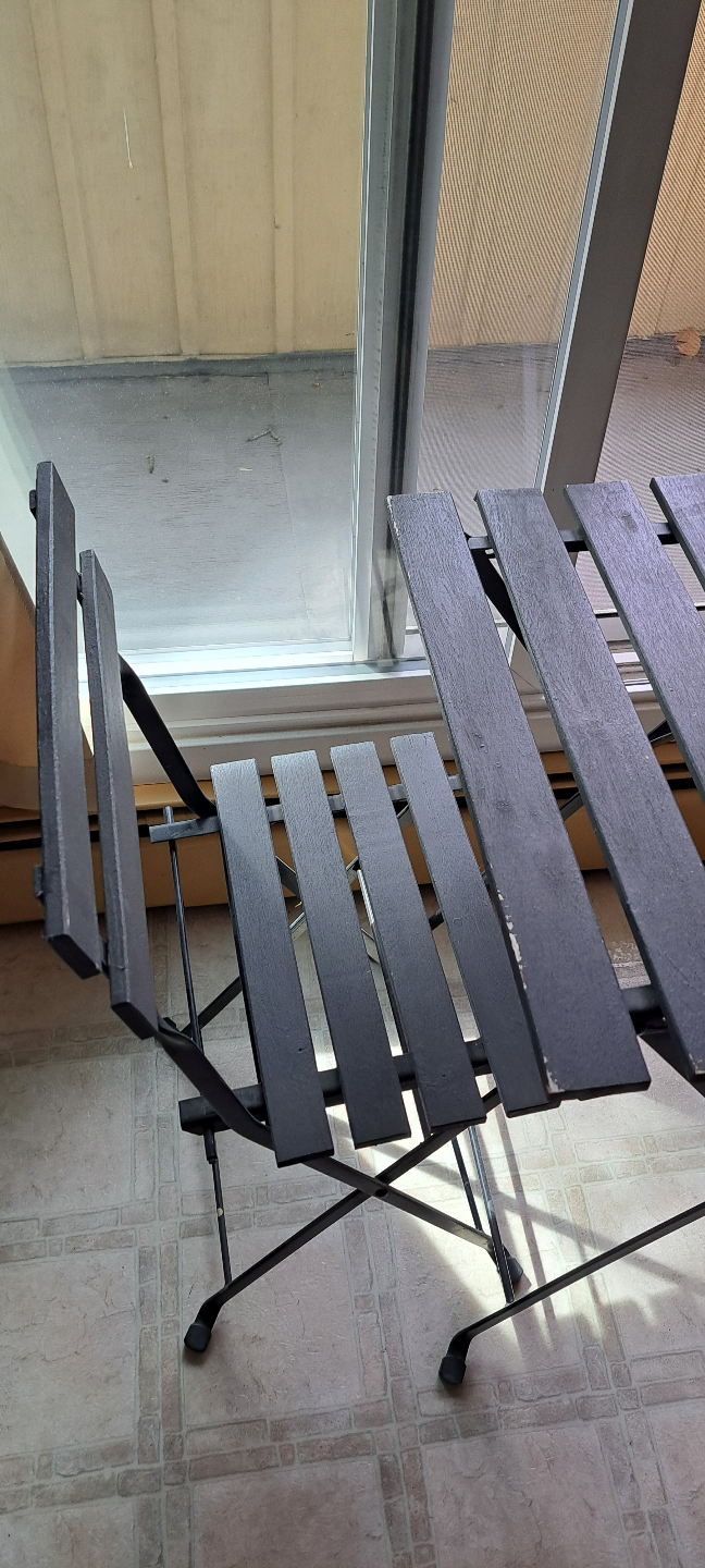 Black Metal Bistro Set with Folding Table and Chairs - photo 3