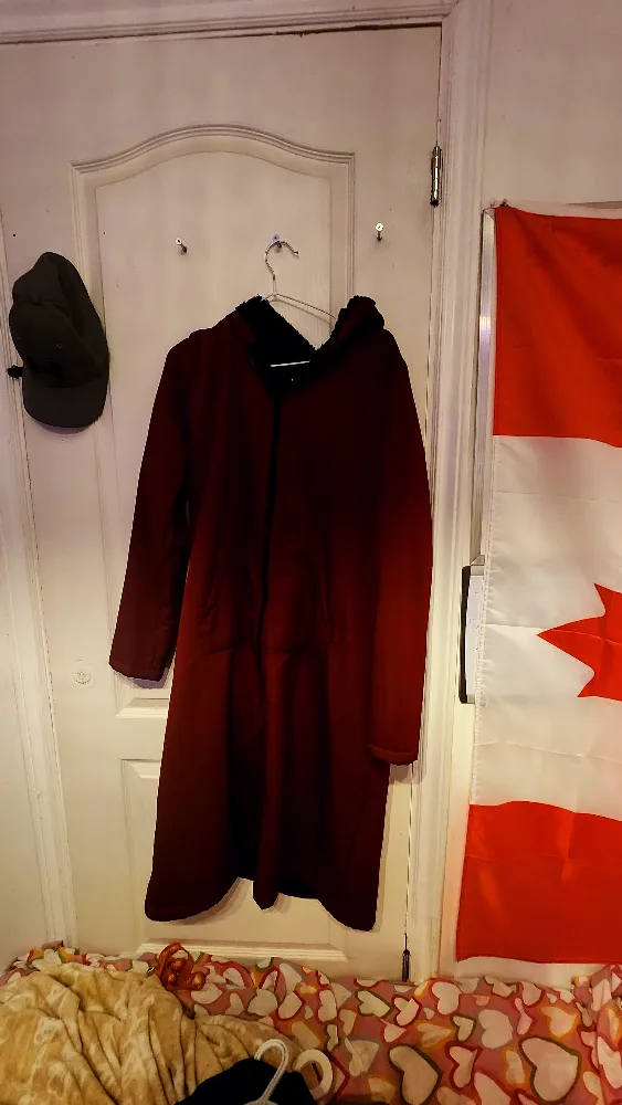 Burgundy hooded longline zip-up thumbnail
