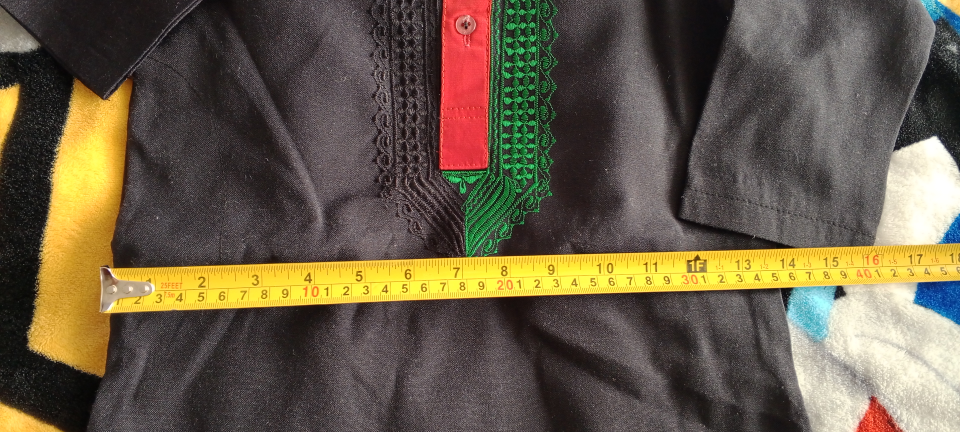 Kids' Black Shalwar Kameez Set with Green and Red Embroidery - photo 4