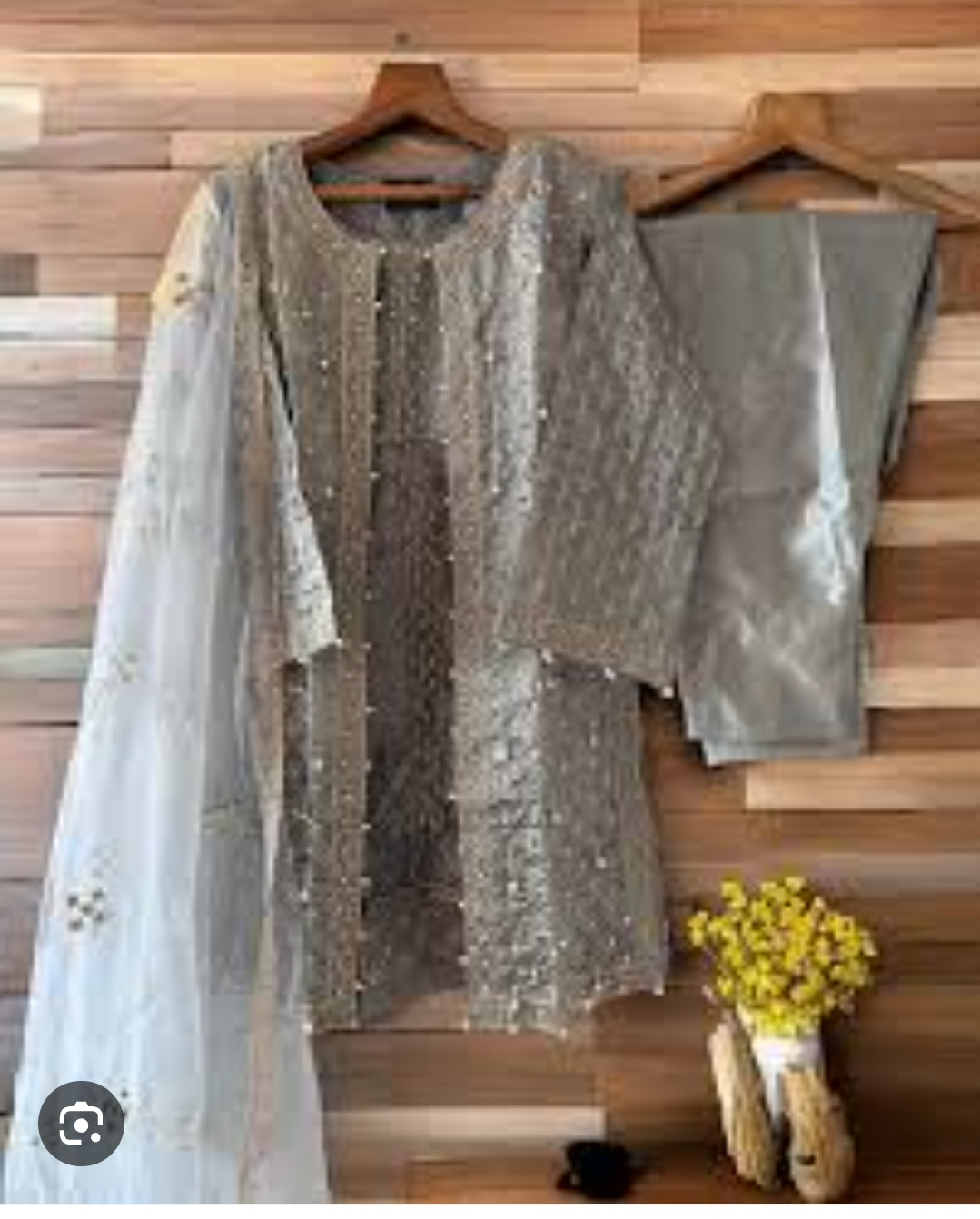 Elegant Silver Embroidered 3-Piece Suit