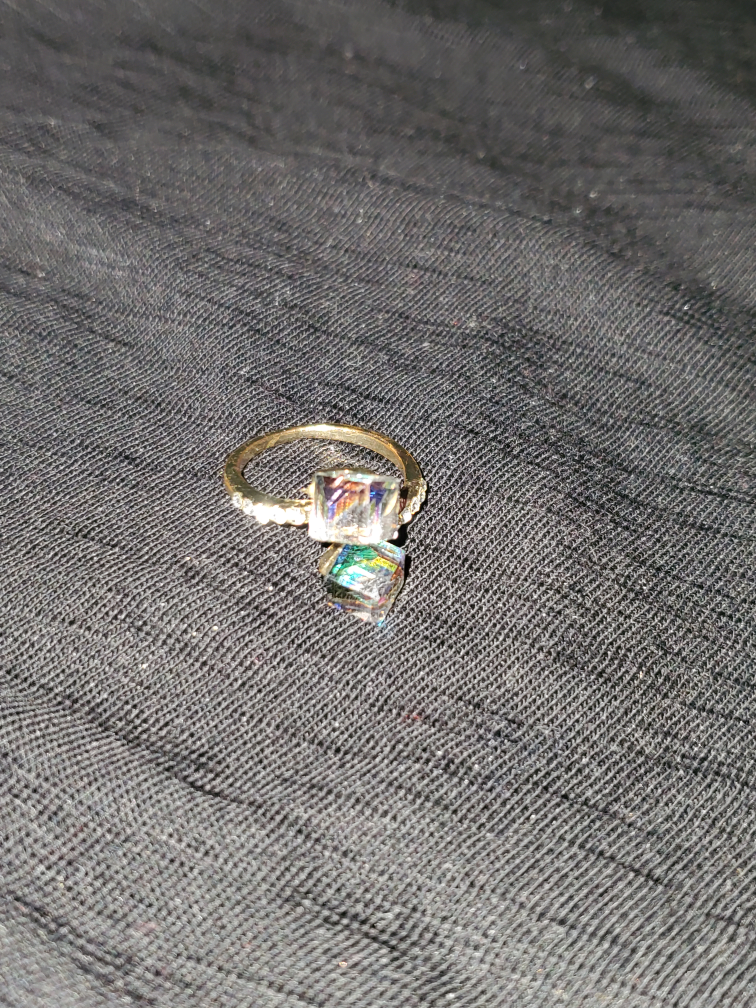 Gold/Silver Tone Ring with Rainbow Crystals (Size 6) - photo 4