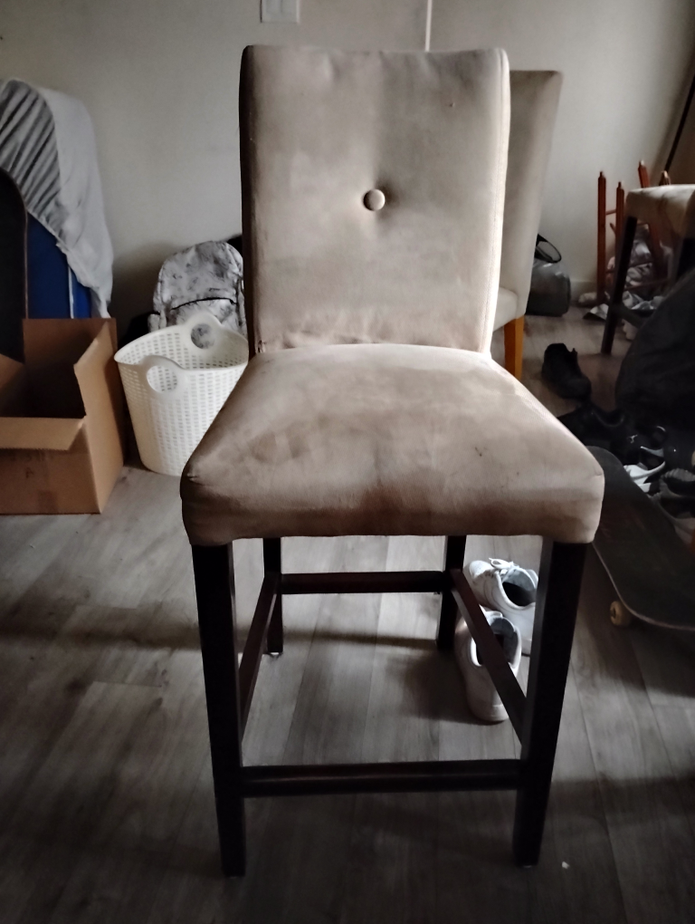 Set of three chairs – one upholstered and two metal