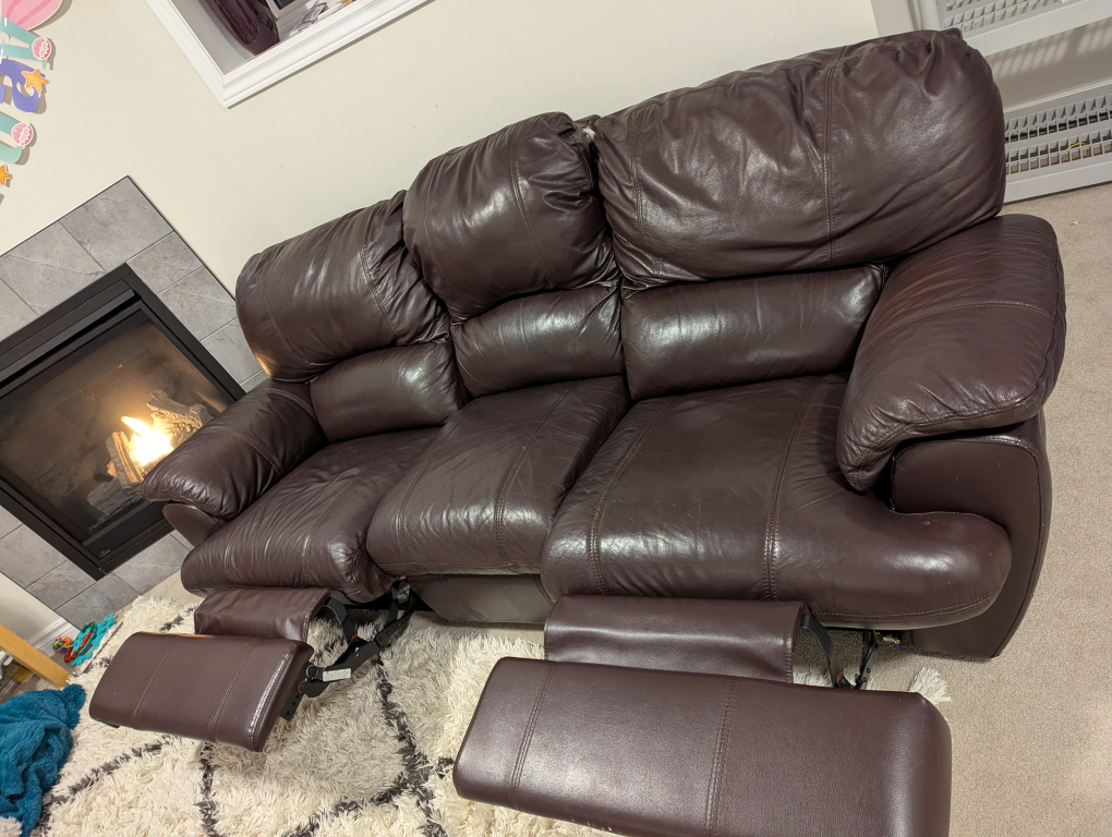 Brown Leather Recliner Sofa - photo 2